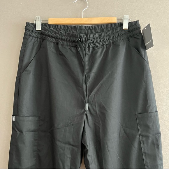 Jaanuu Cargo Scrub Pants Men Straight Stretch Drawstring J85003 Sz M 32x29 Black - Picture 2 of 13